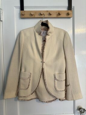 Vintage Rebecca Taylor Wool SkirtSuit Set Cream Size 6